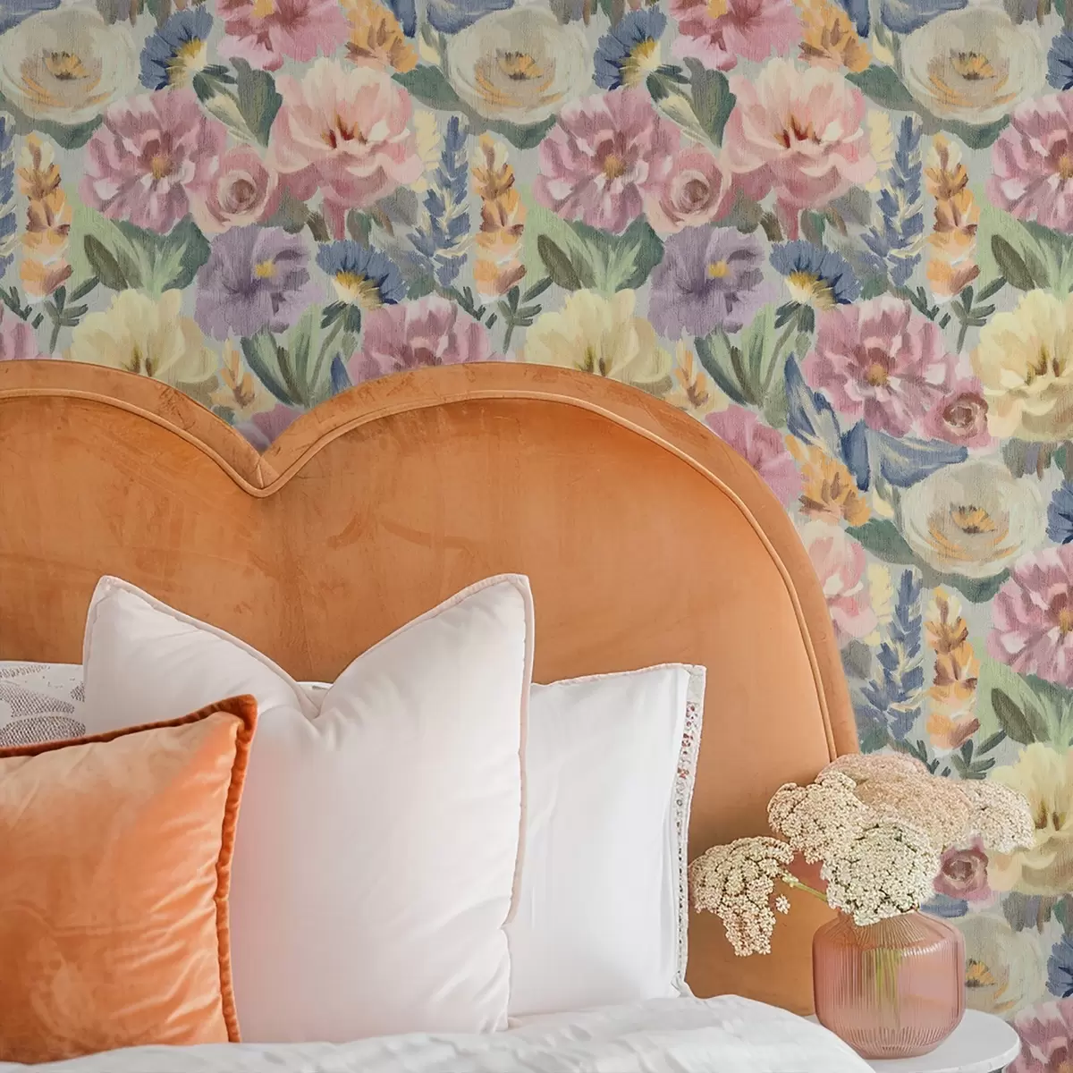 Wallpaper Pastel blurred brush flowers, soft colour palette a00954