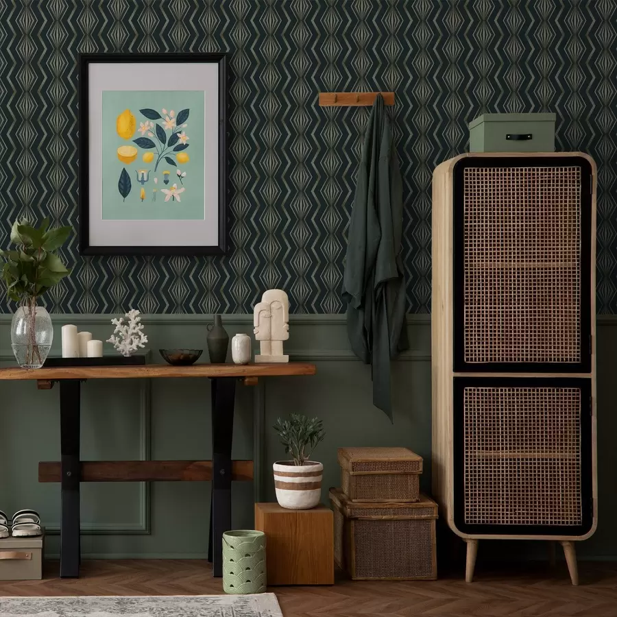 wall murals Dark teal diamond geometric pattern a00973v1