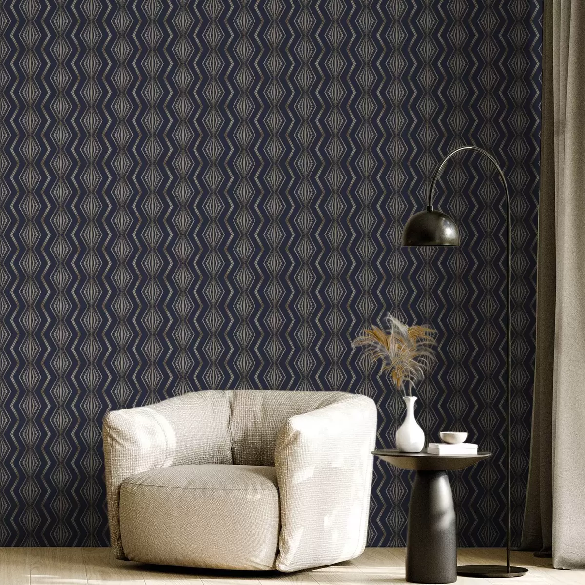 Wallpaper Dark blue diamond geometric pattern a00973