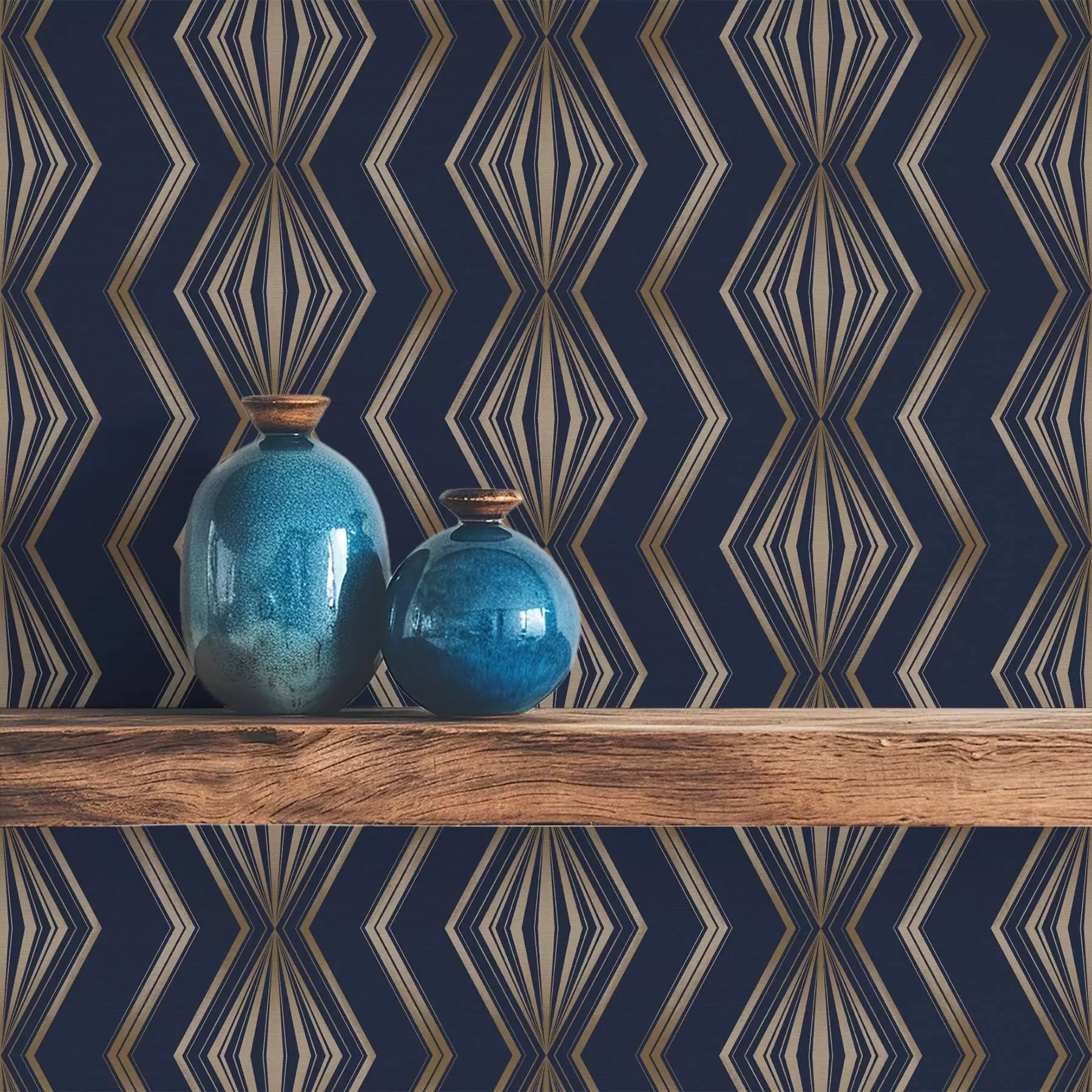 wall murals Dark blue diamond geometric pattern a00973