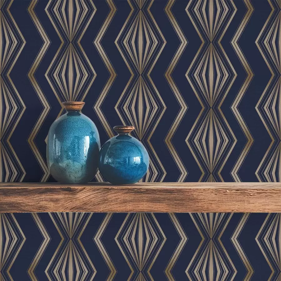 wall murals Dark blue diamond geometric pattern a00973