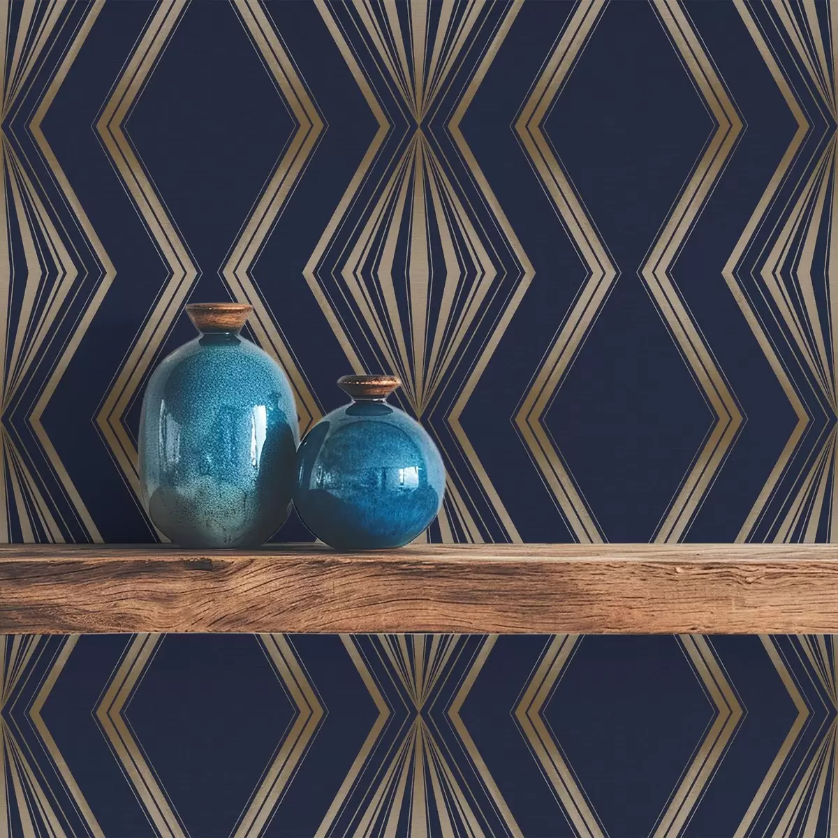 Wallpaper Dark blue background with geometric diamonds and zigzags a00974v2