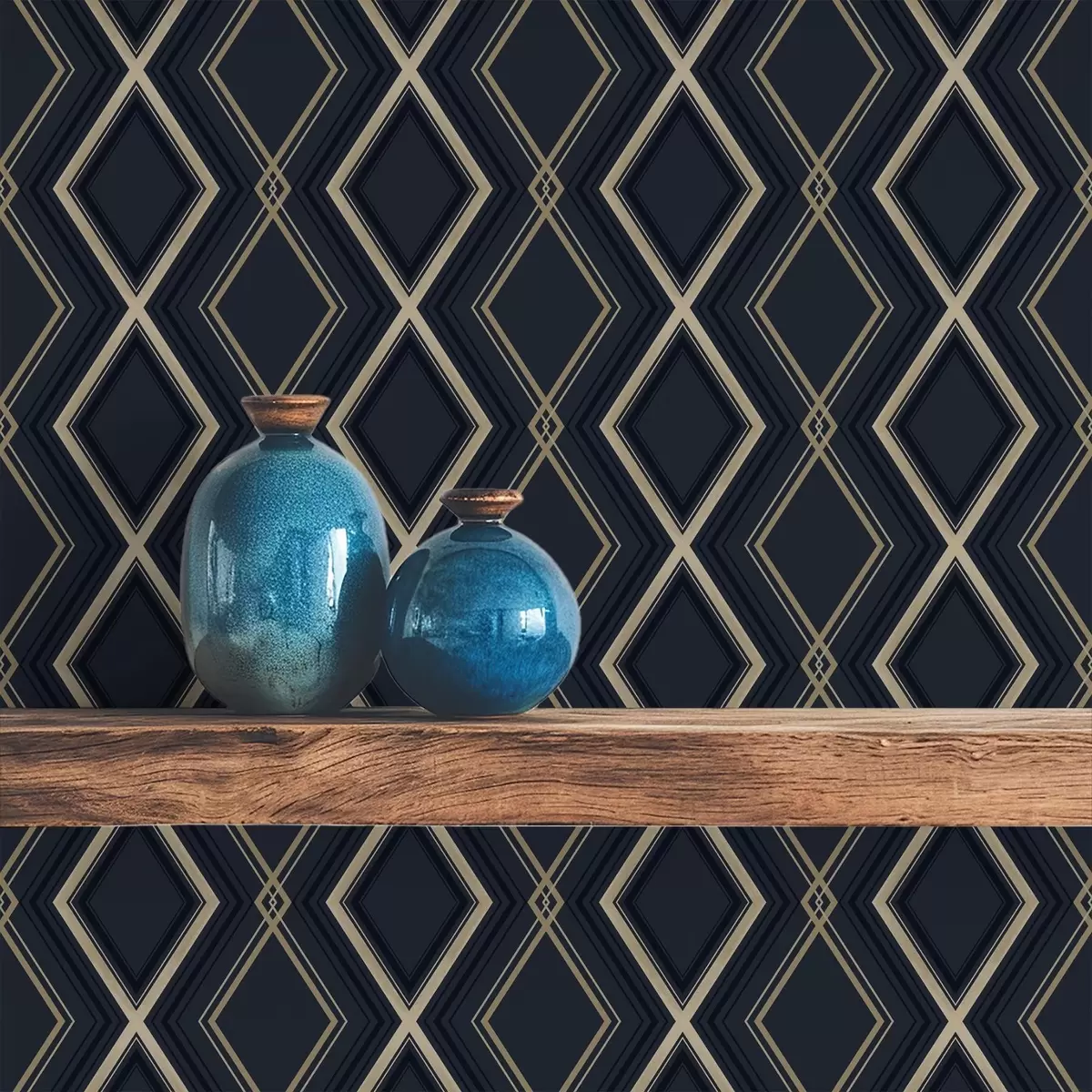 Wallpaper Dark blue diamond grid with thin light lines a00975