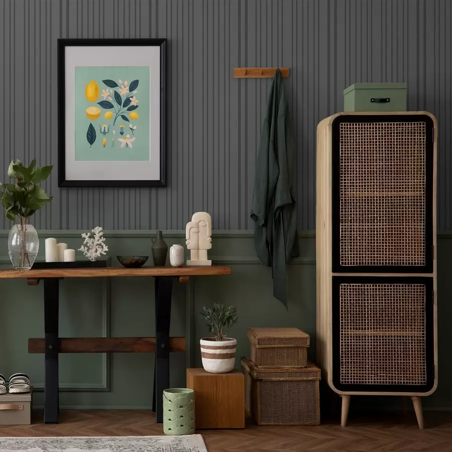 wall murals Dark grey background with vertical textured stripes a00979v1