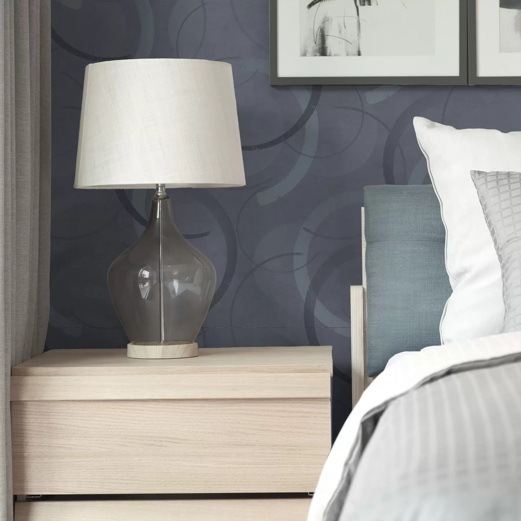 wall murals Half circles and soft circles in a cool grey-blue palette a00980