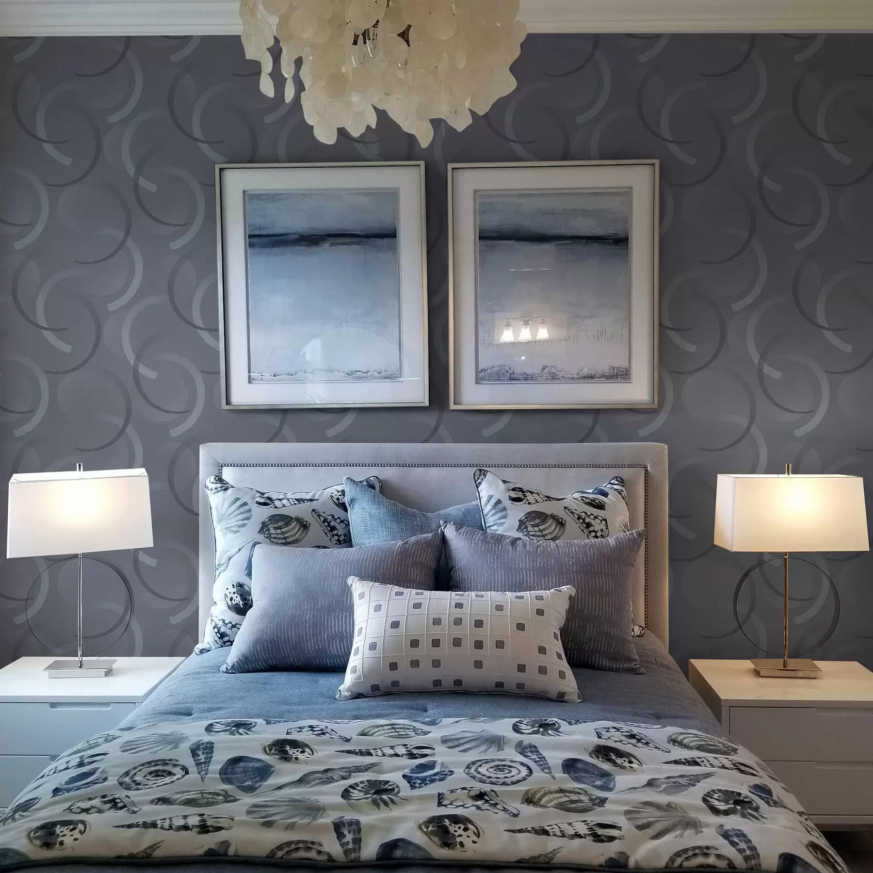 wall murals Grey half circles and blurred circles on a textured background a00981