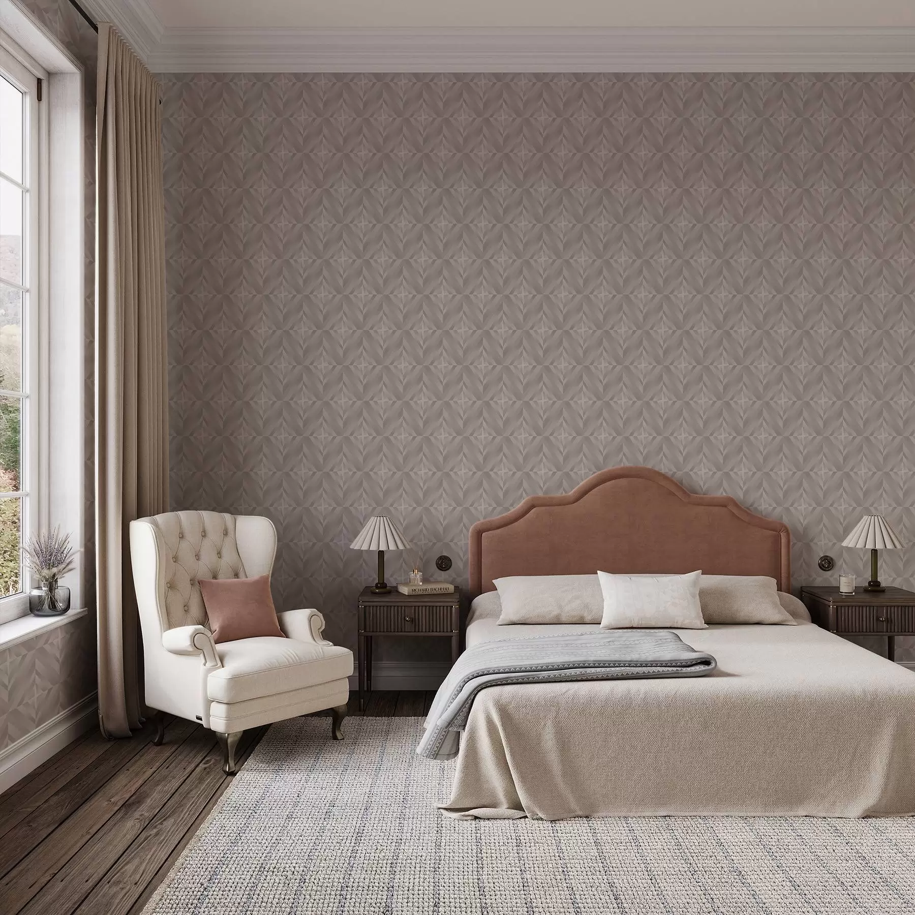 wall murals Geometric squares with arrows in warm beige tones a00982