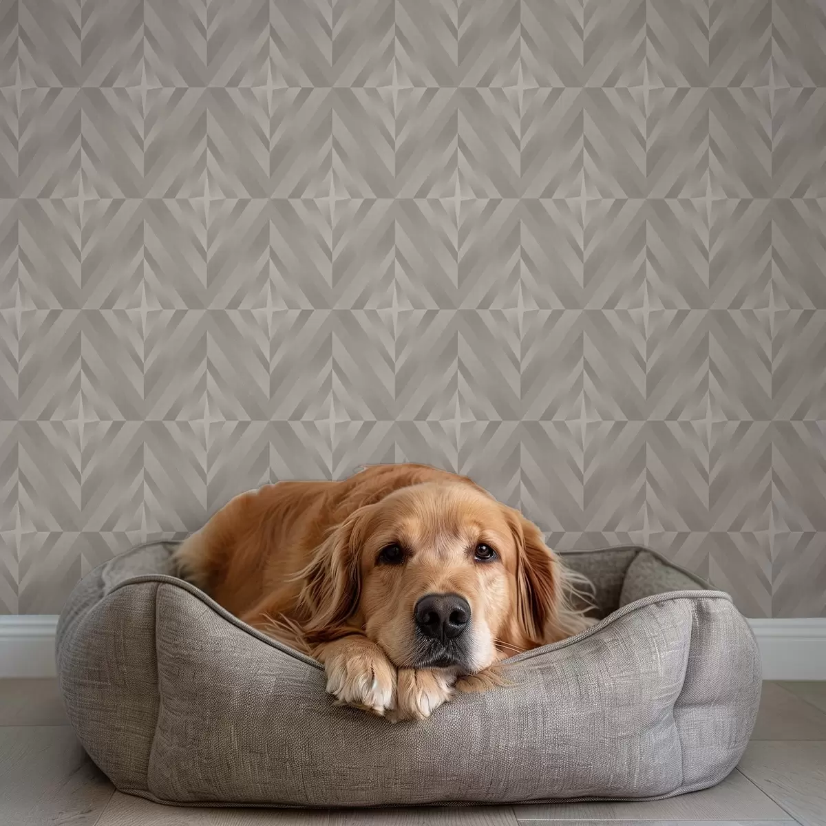 Wallpaper Geometric squares with arrows in warm beige tones a00982