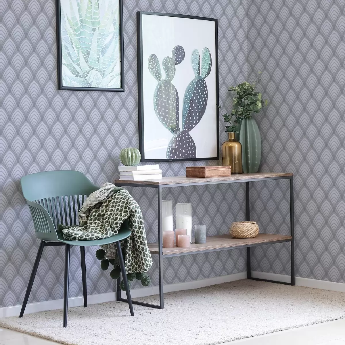 Wallpaper Volumetric grey scale-like arches with a soft gradient a00989