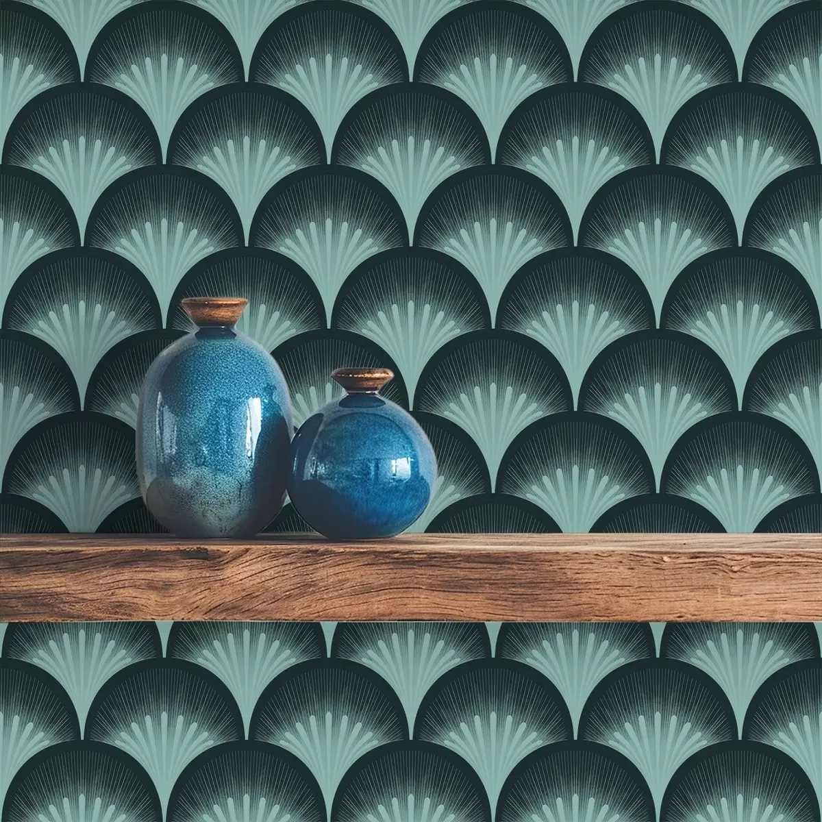 Wallpaper Contrasting mint fans on an almost black background a00990