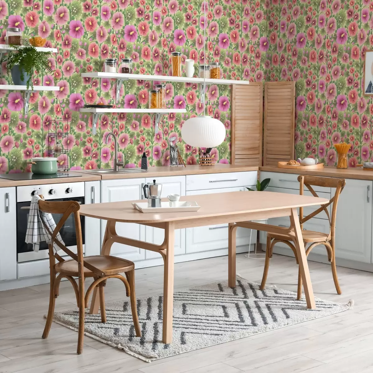 Wallpaper Large hibiscus flowers and leaves on a dark green background a00993