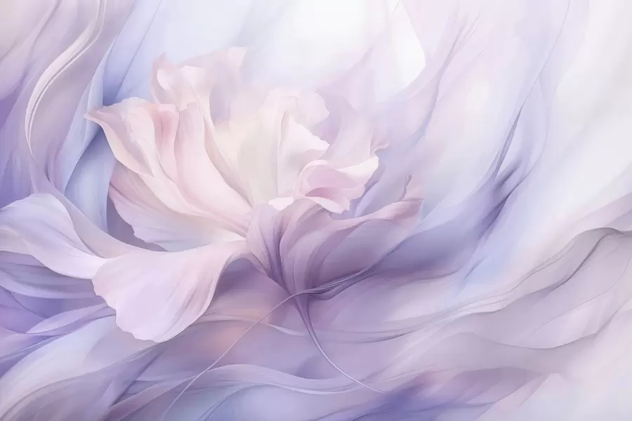 wall murals Gentle petal haze: an airy flower in a pastel-lilac mist w09517