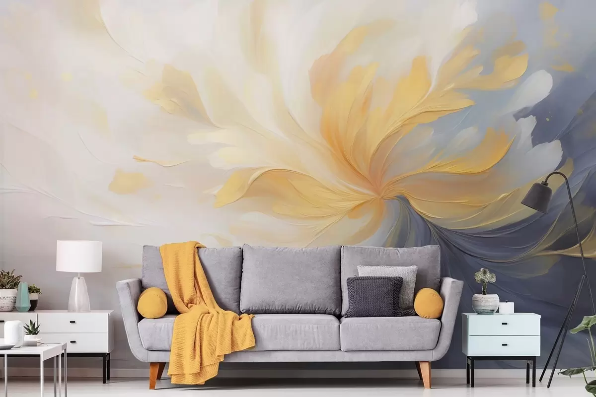 wall murals Abstract swirl of yellow and blue w09518