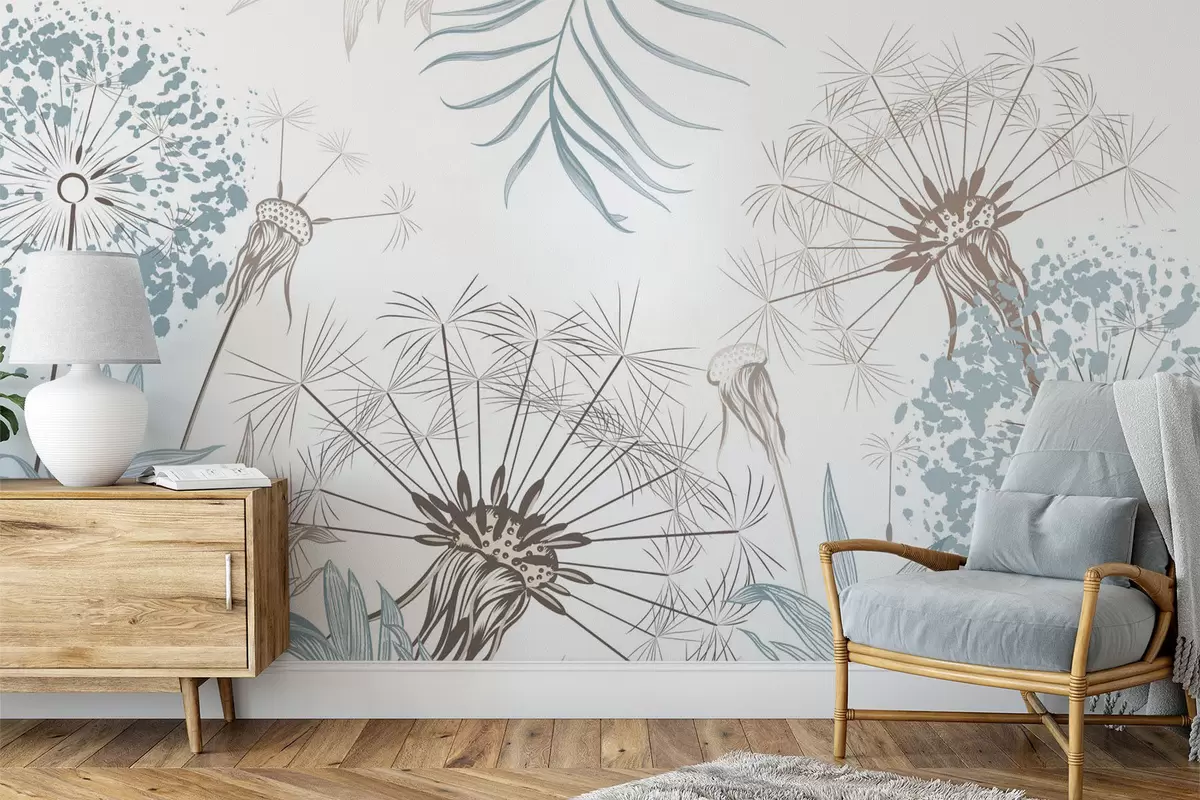 wall murals Dandelions among the foliage w04942