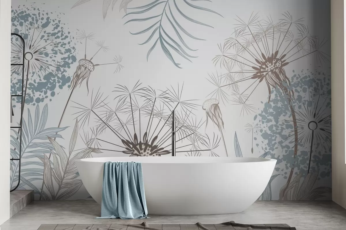 wall murals Dandelions among the foliage w04942