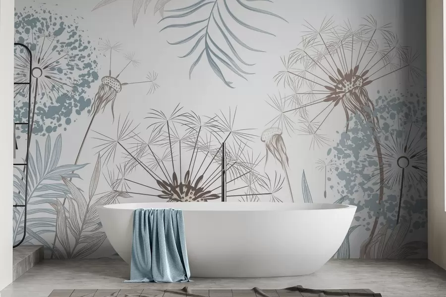 wall murals Dandelions among the foliage w04942