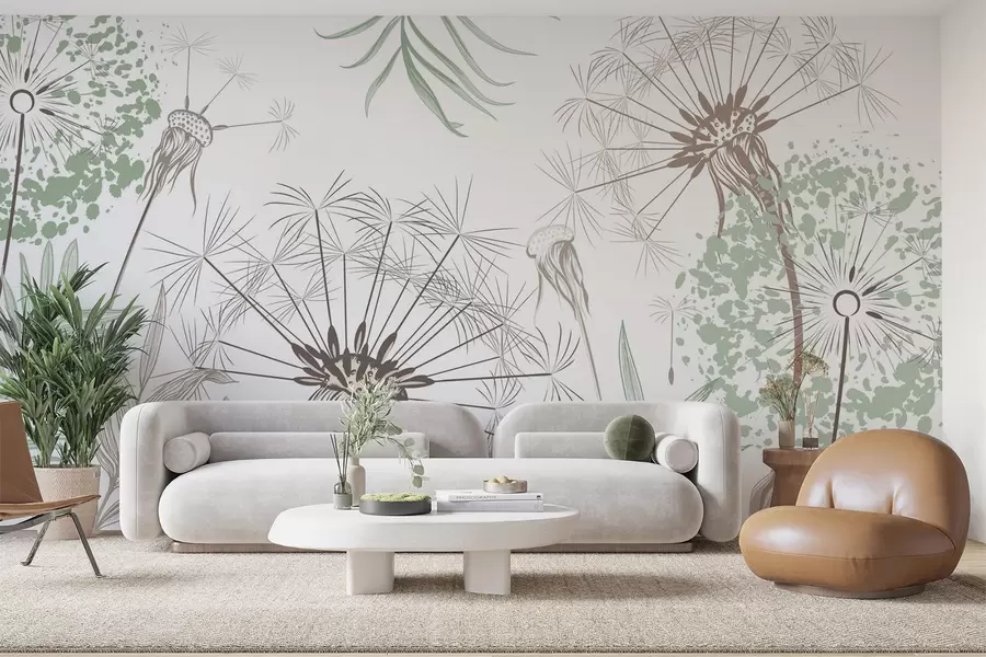 wall murals Dandelions among the foliage w04942v1