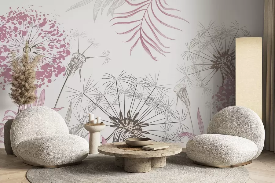 wall murals Dandelions among the foliage w04942v2