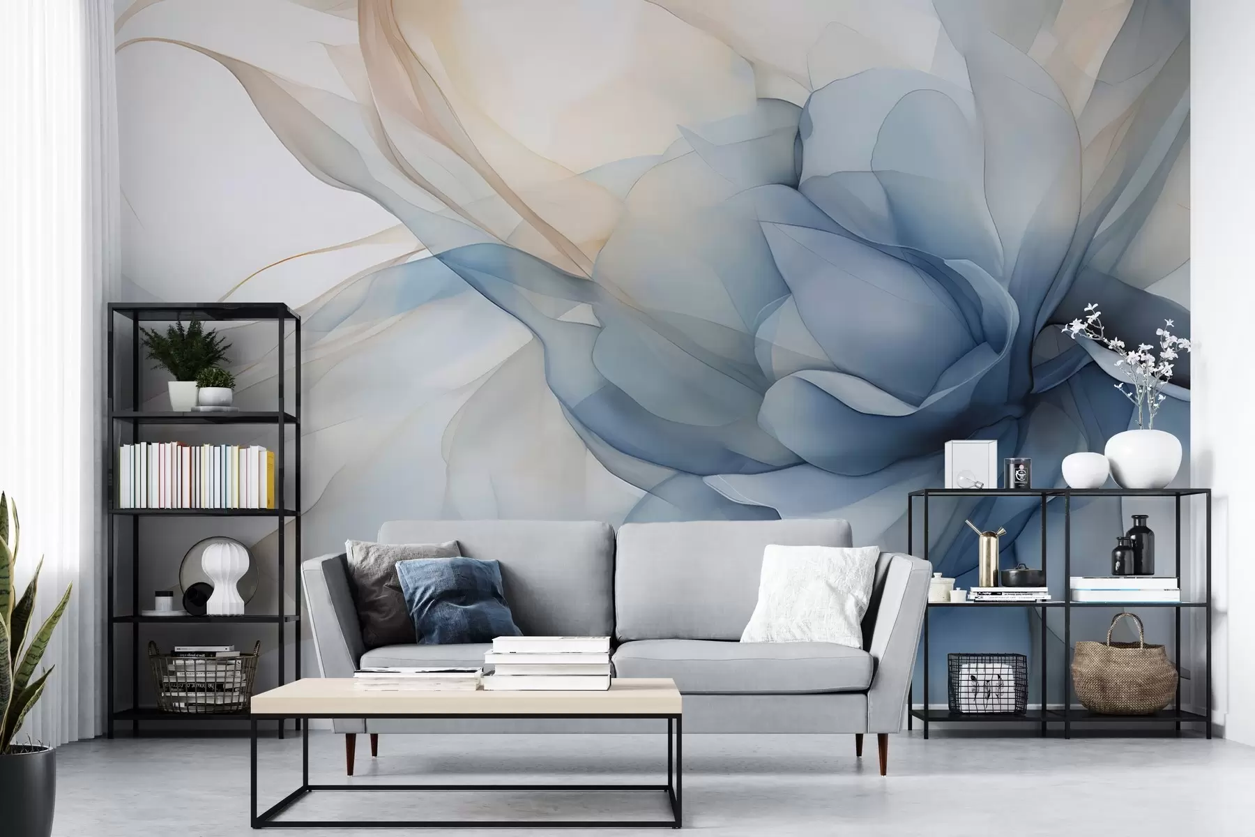 wall murals Delicate floral veil w04944