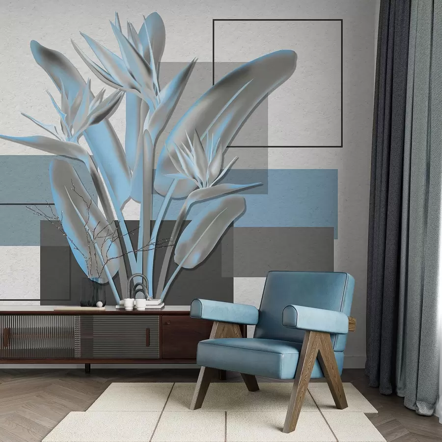 wall murals Strelitzia and geometria w04949