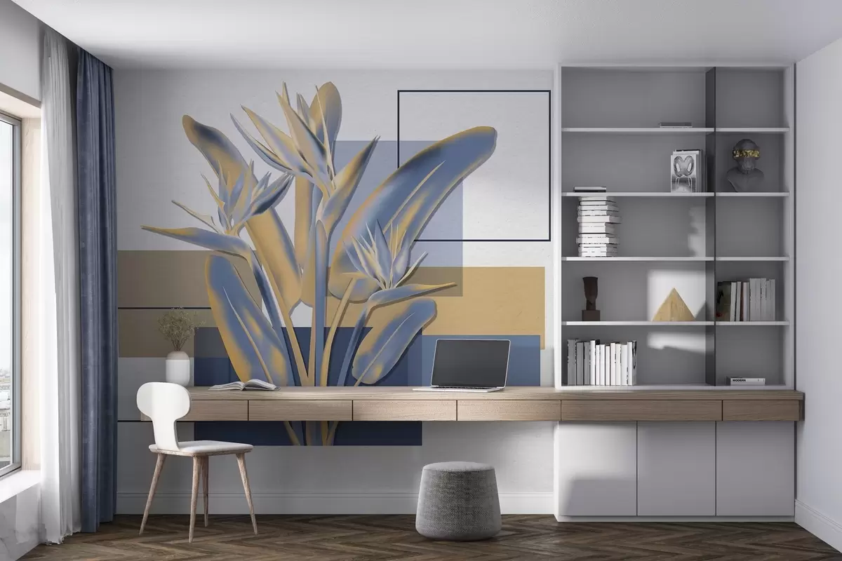 wall murals Strelitzia and geometria w04949v1