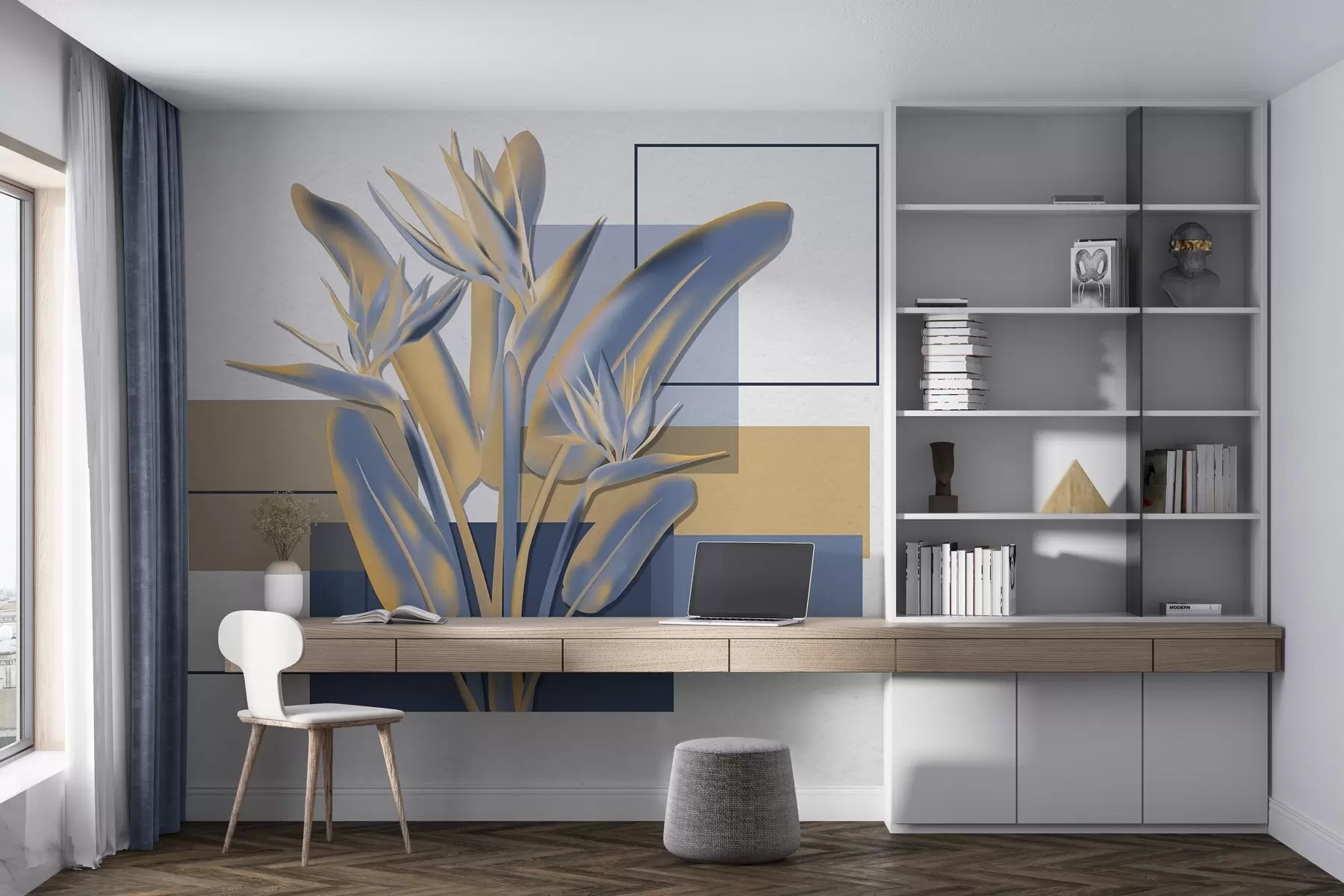 wall murals Strelitzia and geometria w04949v1