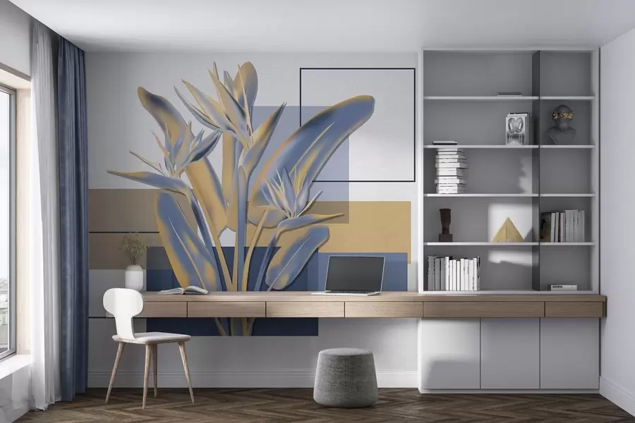 wall murals Strelitzia and geometria w04949v1