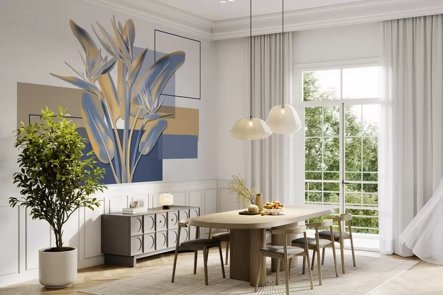 wall murals Strelitzia and geometria w04949v1