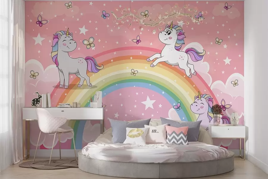 wall murals Unicorns on a rainbow w04930
