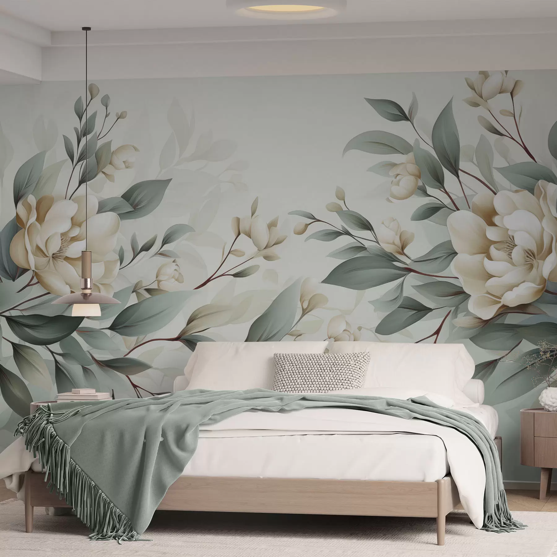 wall murals Foliage with flowers w04976