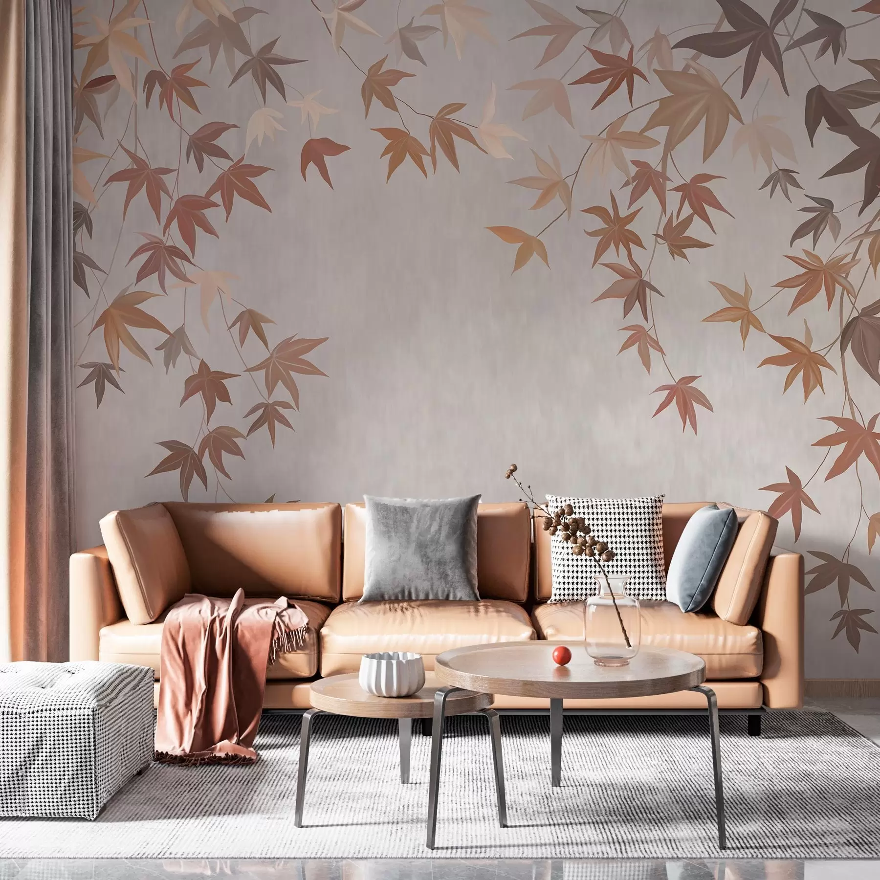 wall murals multicolored ivy leaves falling from above in the style of oil painting w04878