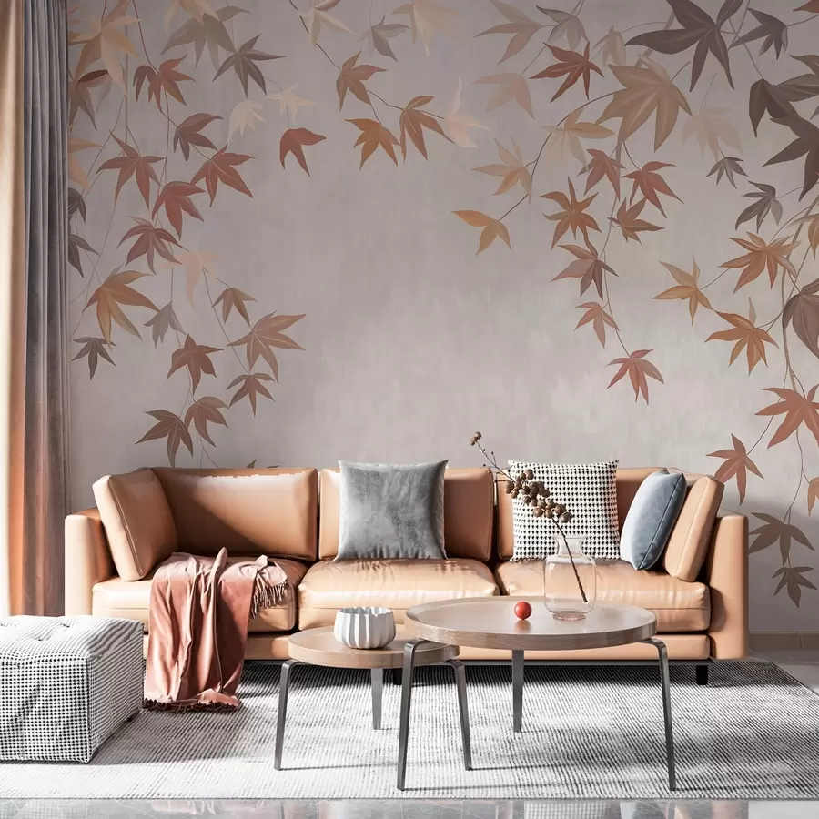 wall murals multicolored ivy leaves falling from above in the style of oil painting w04878
