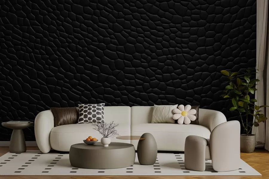 wall murals Black mosaic with soft three-dimensional relief w04955