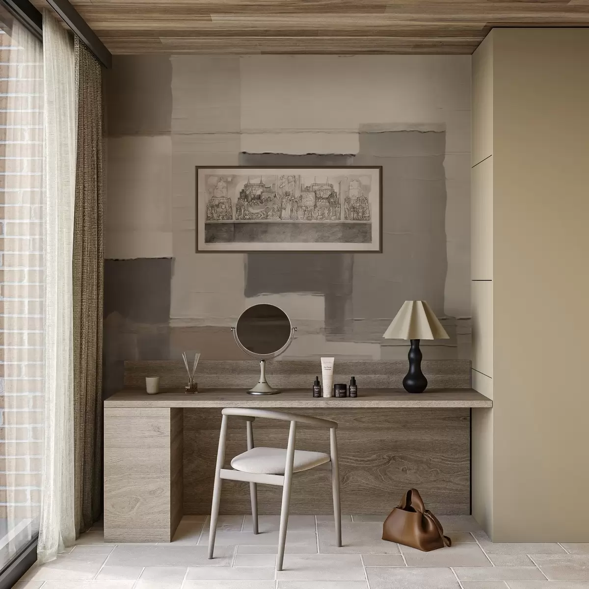 wall murals Calm textured rectangles in gray-beige tones w04958