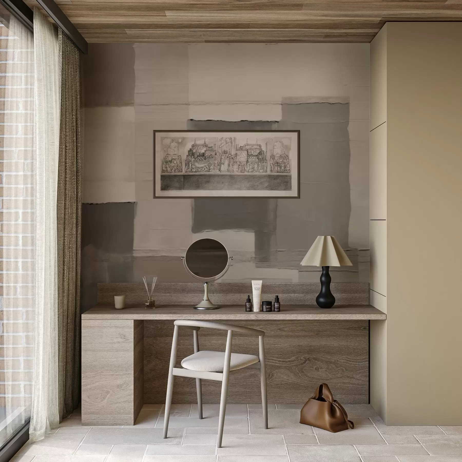 wall murals Calm textured rectangles in gray-beige tones w04958