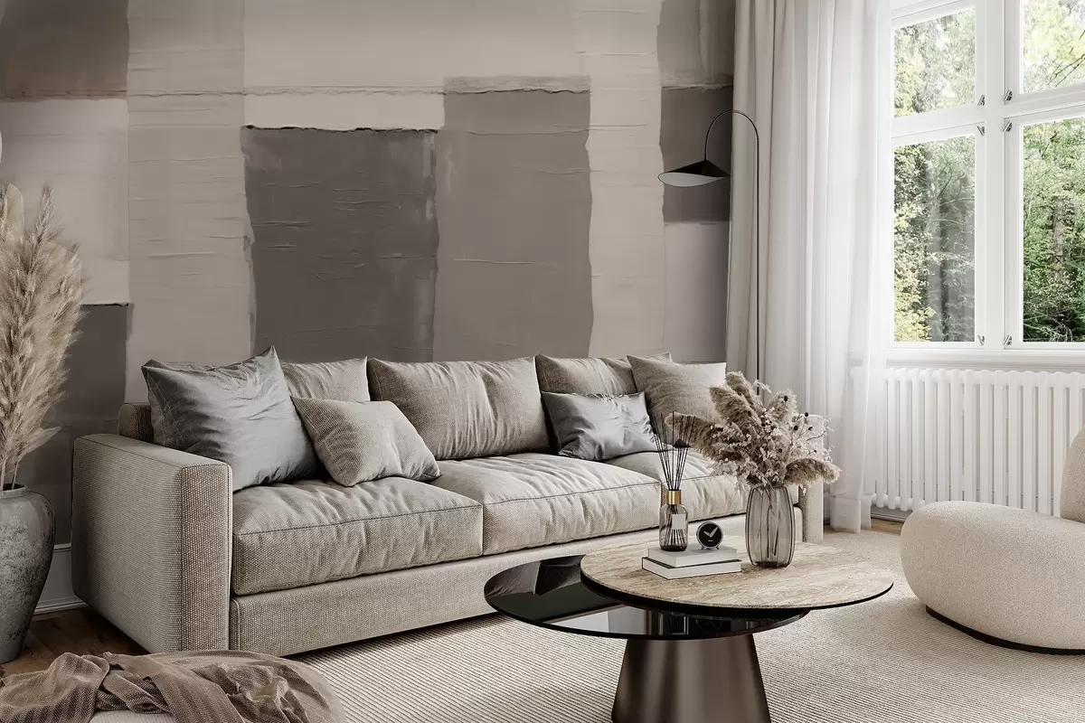 wall murals Calm textured rectangles in gray-beige tones w04958