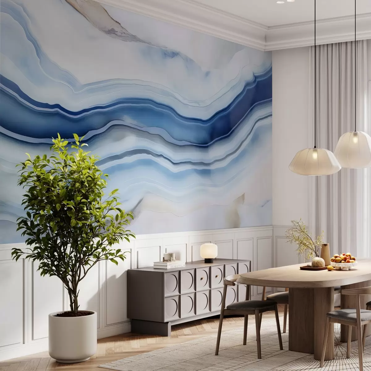 wall murals Blue marble imitation w04993