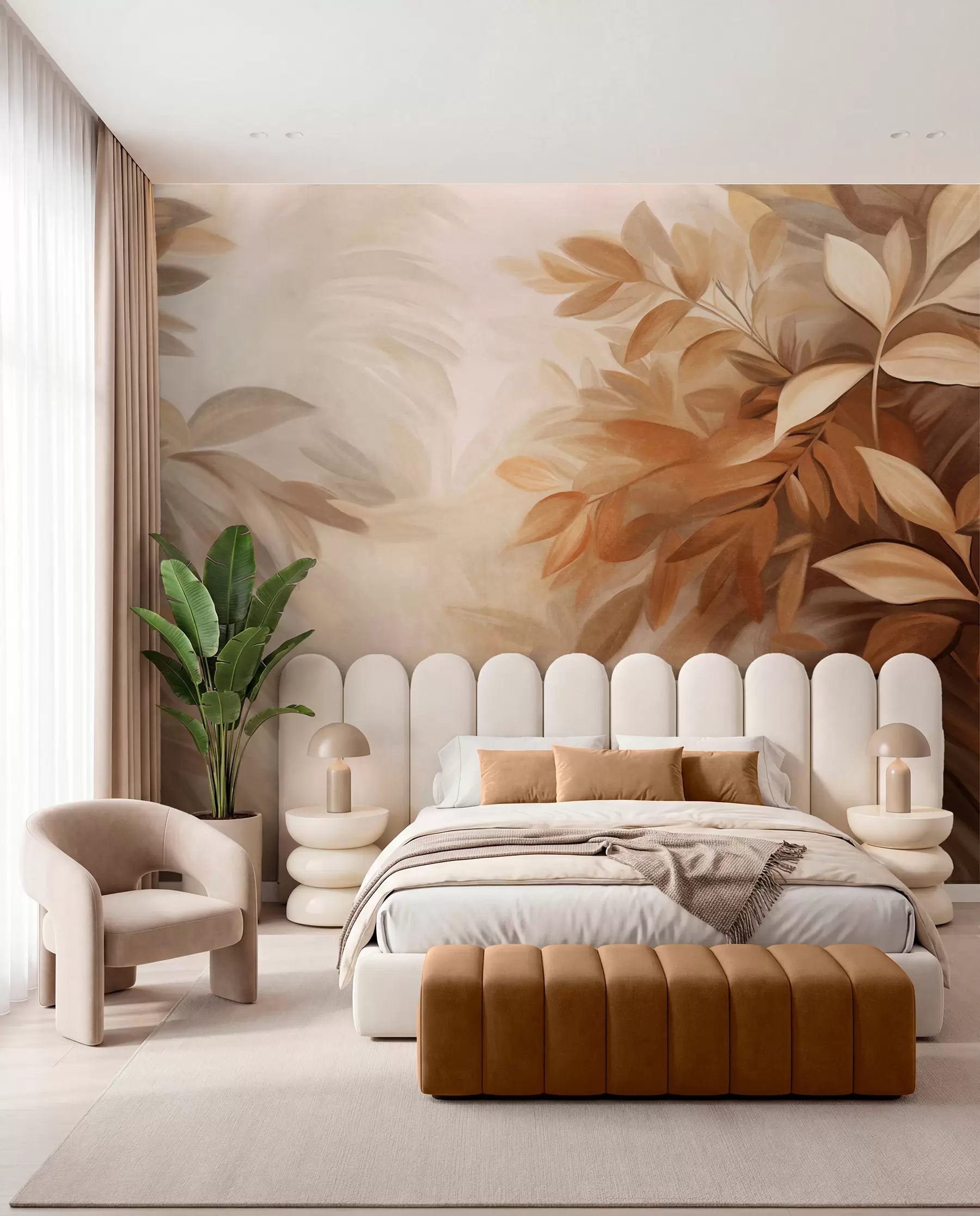 wall murals Leaf Boughs in Warm Brown w09584