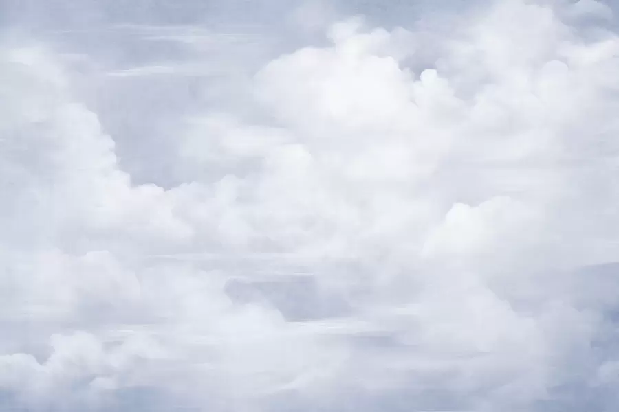 wall murals Pastel textured sky filled with white clouds with soft and minimalist aesthetic w09589