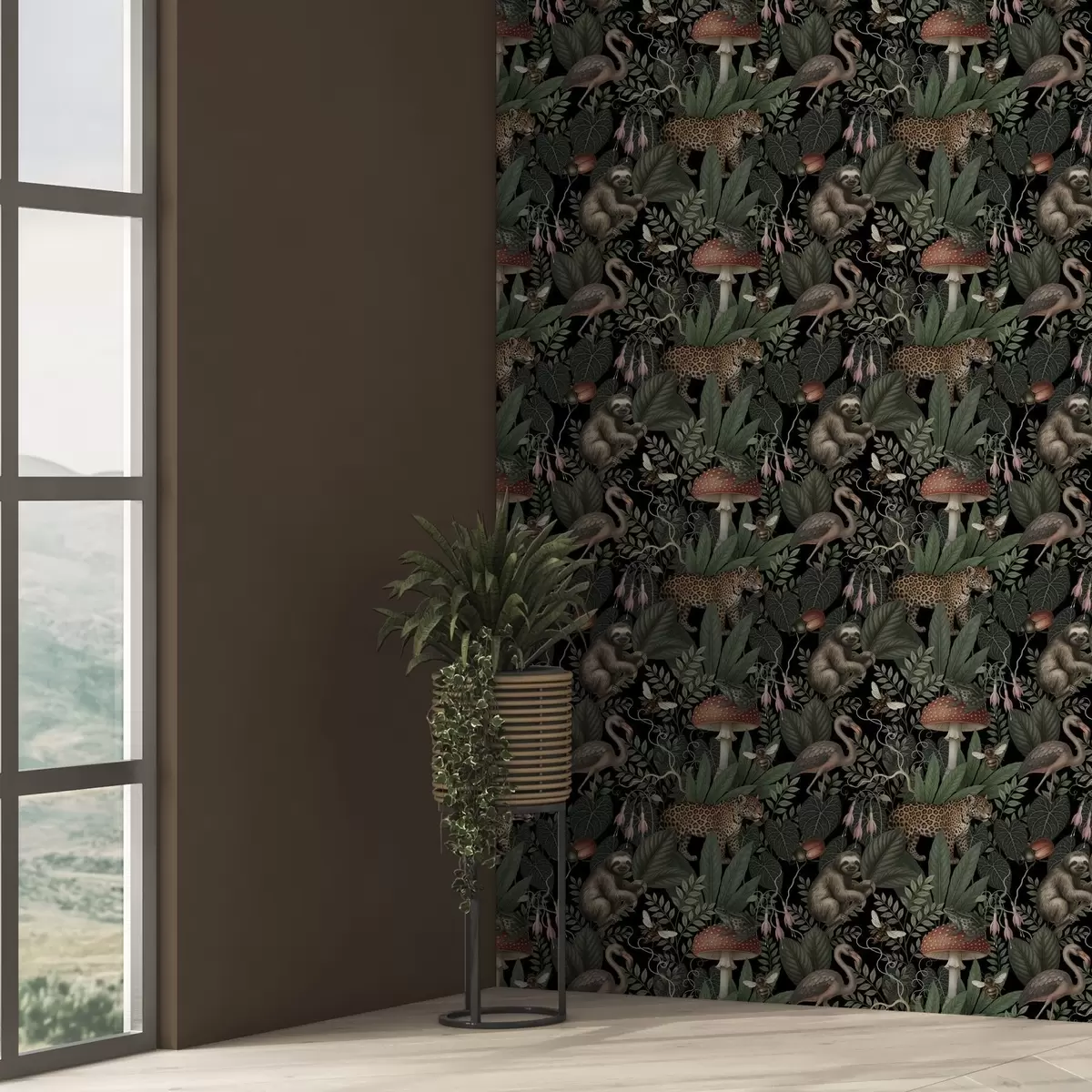 Wallpaper Nighttime jungle dwellers in lush detailed greenery a00896