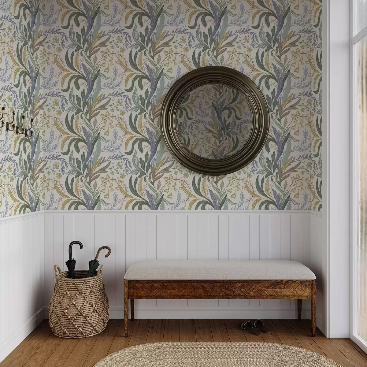 Wallpaper Lush floral ornament in a soft pastel palette a00939