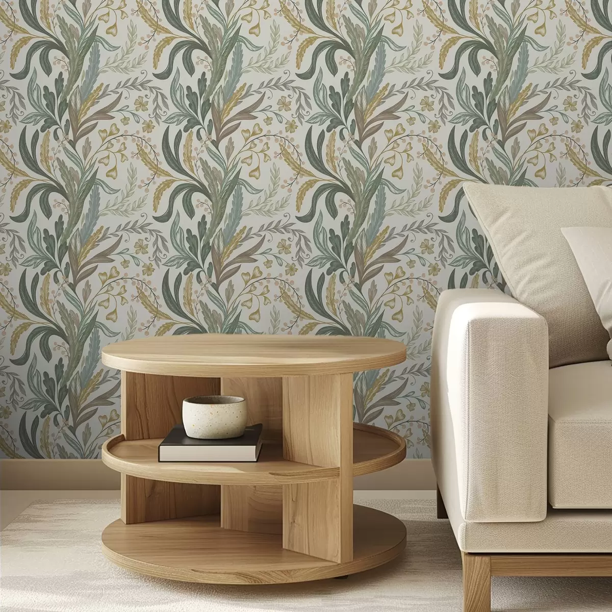 Wallpaper Warm floral ornament in natural earthy tones a00939v1
