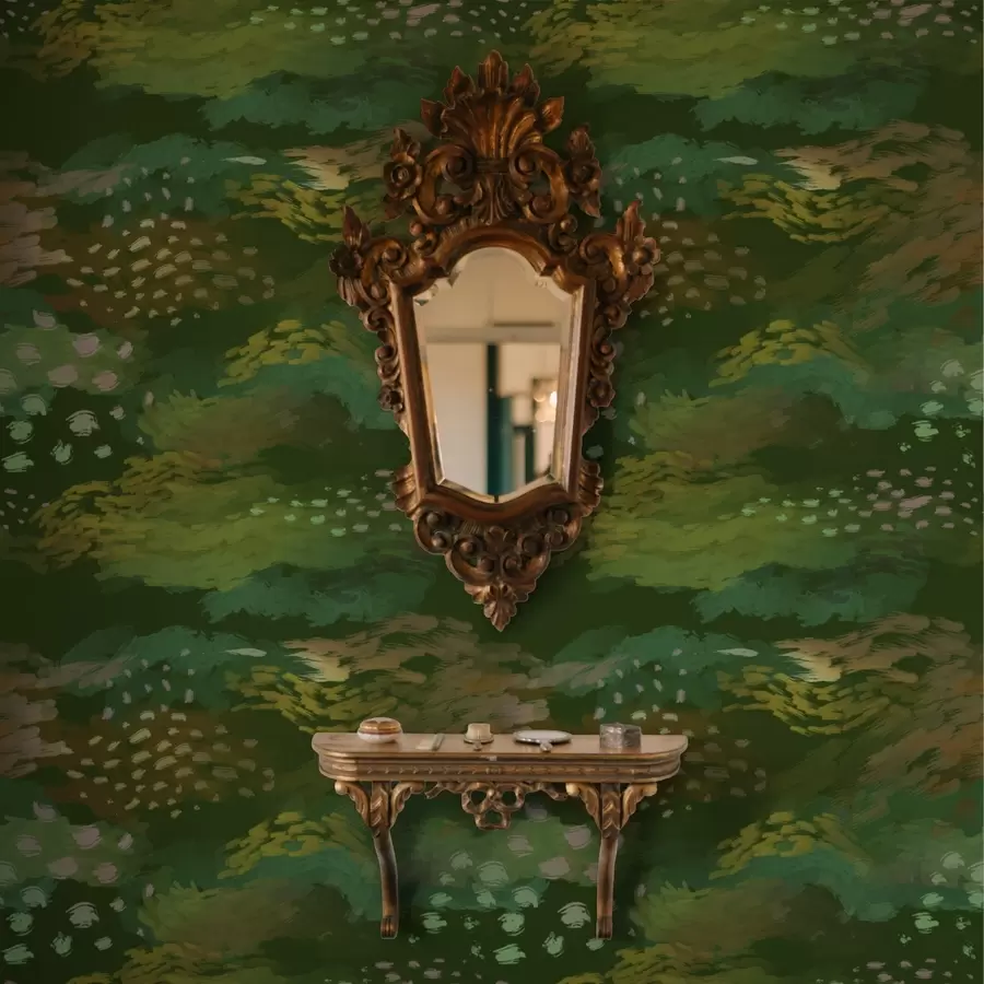 wall murals Rich green abstraction with energetic brushstrokes a00999v3