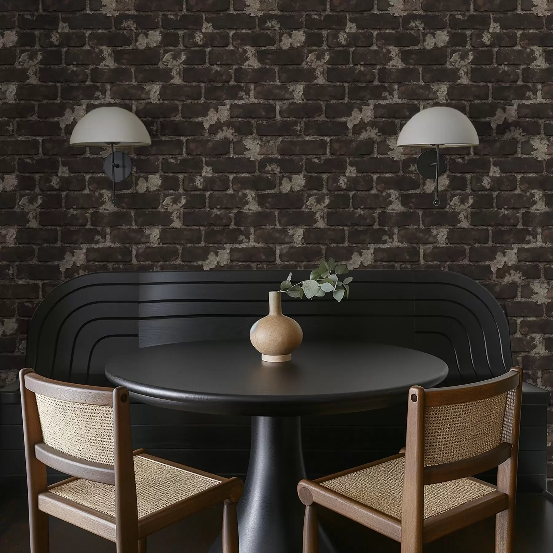 wall murals Darkened old brick wall with worn patches a01030