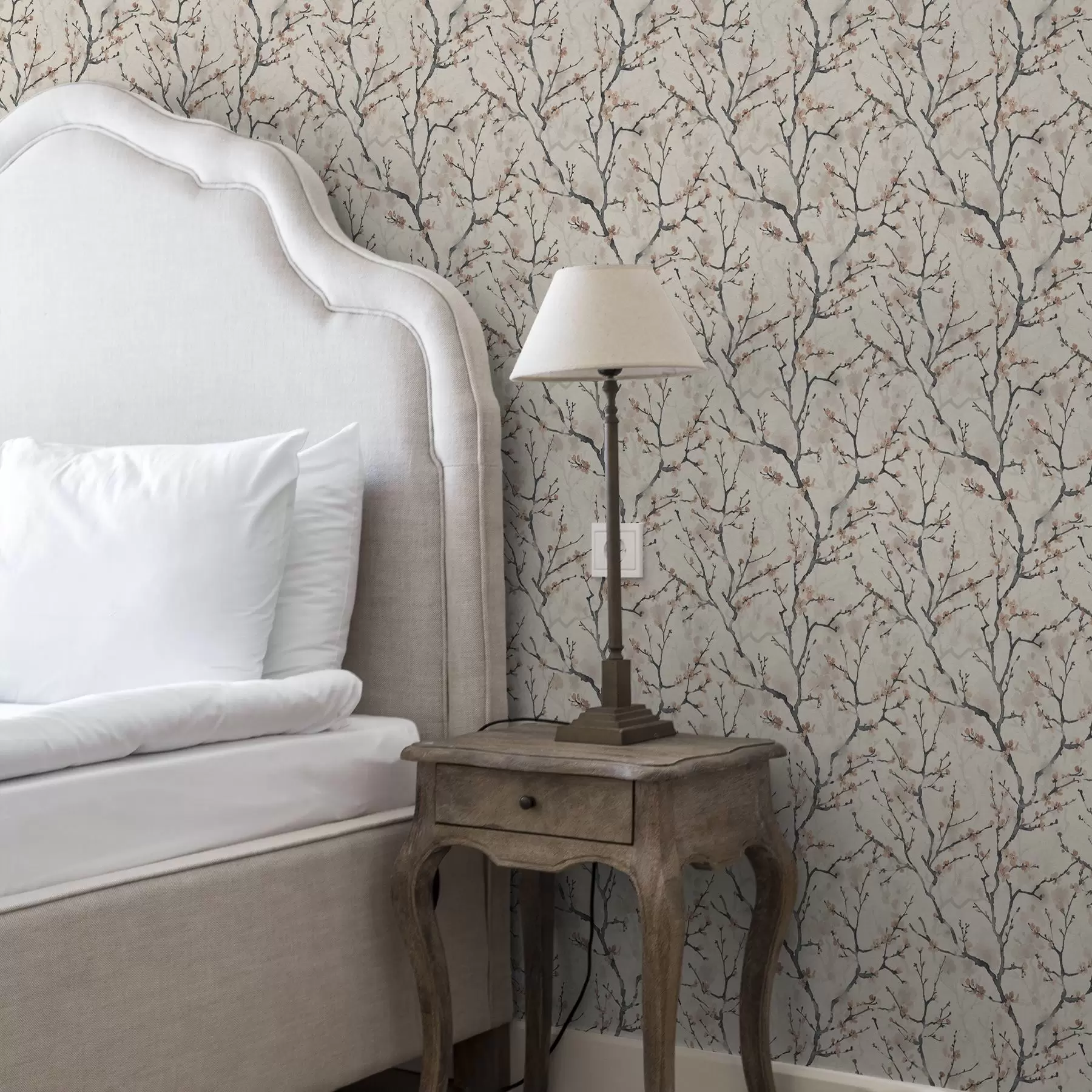 wall murals Watercolour sakura branches on a light background a01033