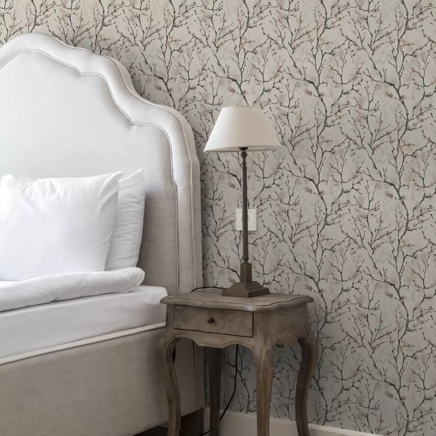 wall murals Watercolour sakura branches on a light background a01033