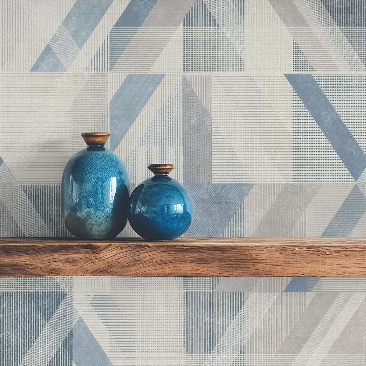 Wallpaper Geometric design in cool blue-grey tones a01055v1
