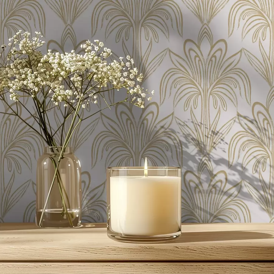 wall murals Light Art Deco ornament with stylised plants a01065v1