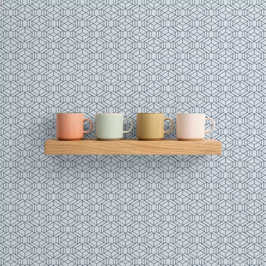 wall murals Light blue geometric cube pattern a01066