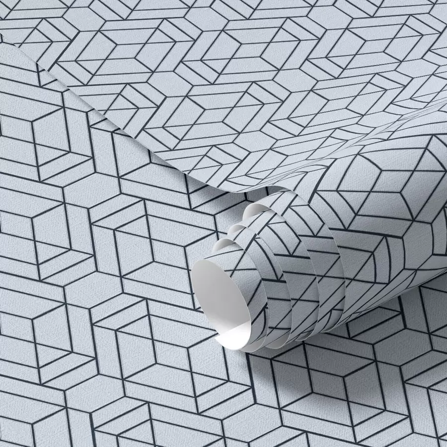 wall murals Light blue geometric cube pattern a01066